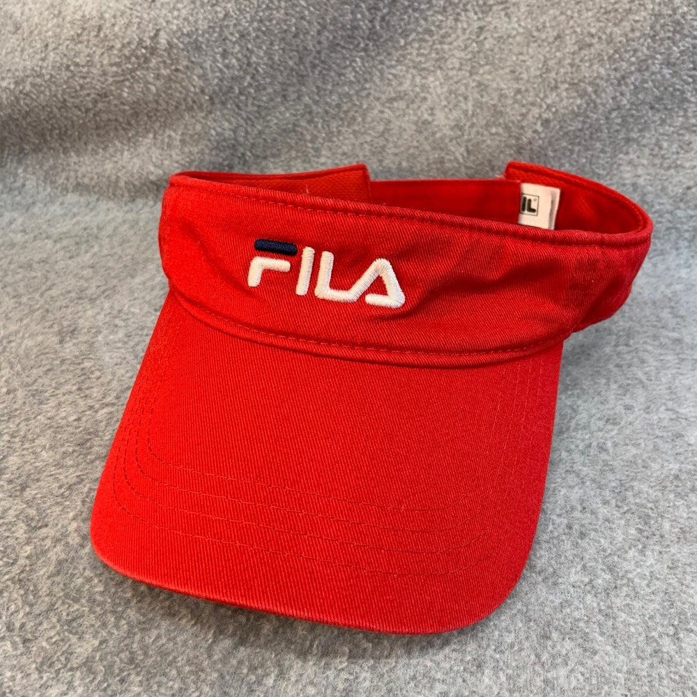 Fila Embroidered Logo Mens Red Sun Visor Adjustable Strap OSFM